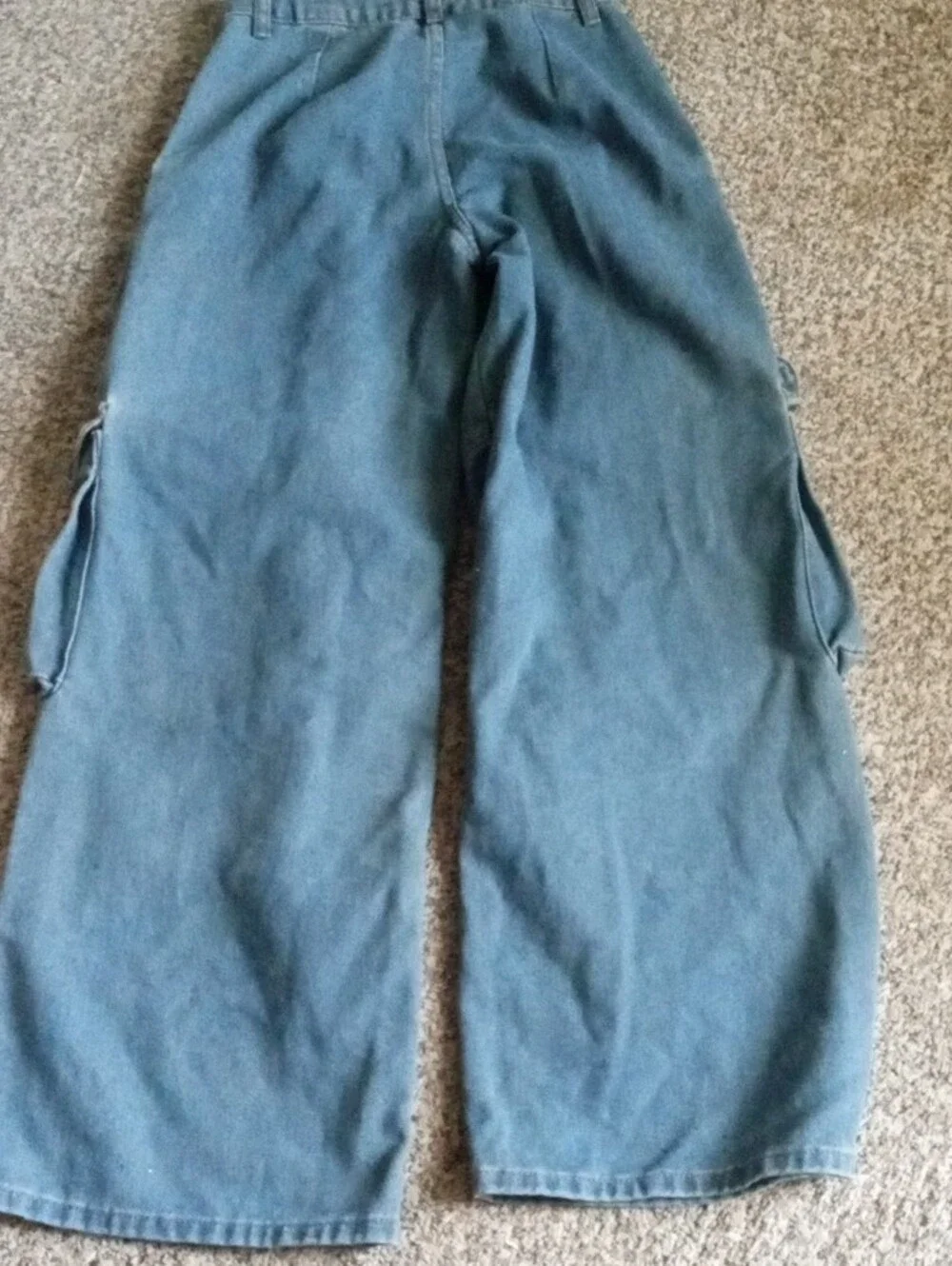 Teen Girl's Blue Cargo Jeans - Classic Utility Style